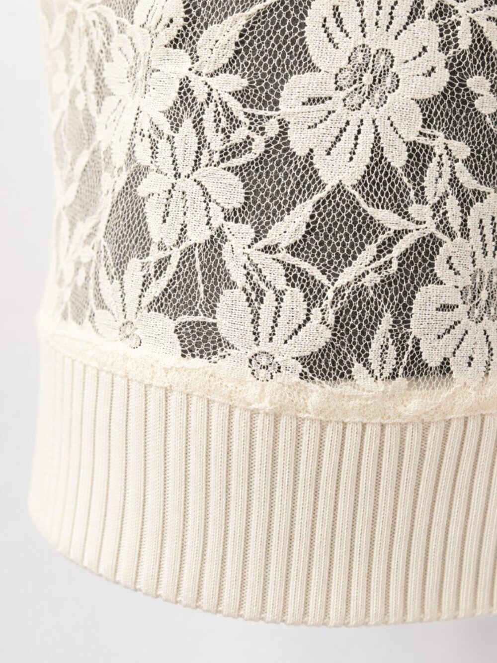 Forever 21 Ivory Floral Lace Front Long Sleeve Sweater Top Size S - Picture 4 of 7